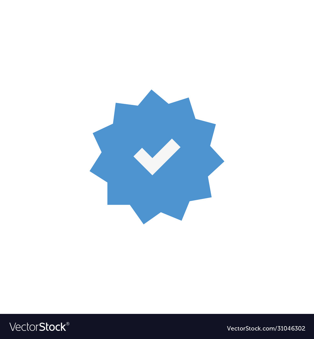 Icon check on blue background flat image mark