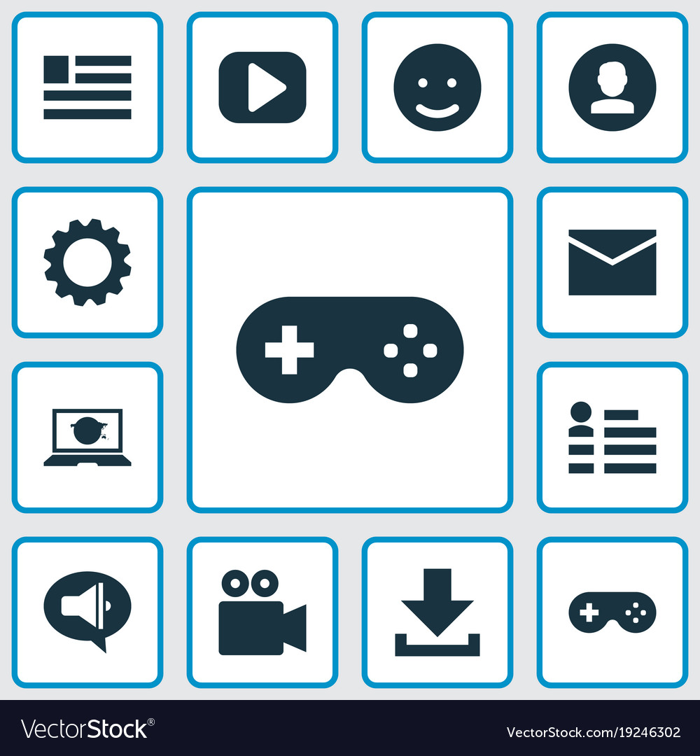 Internet icons set with form joystick down arrow