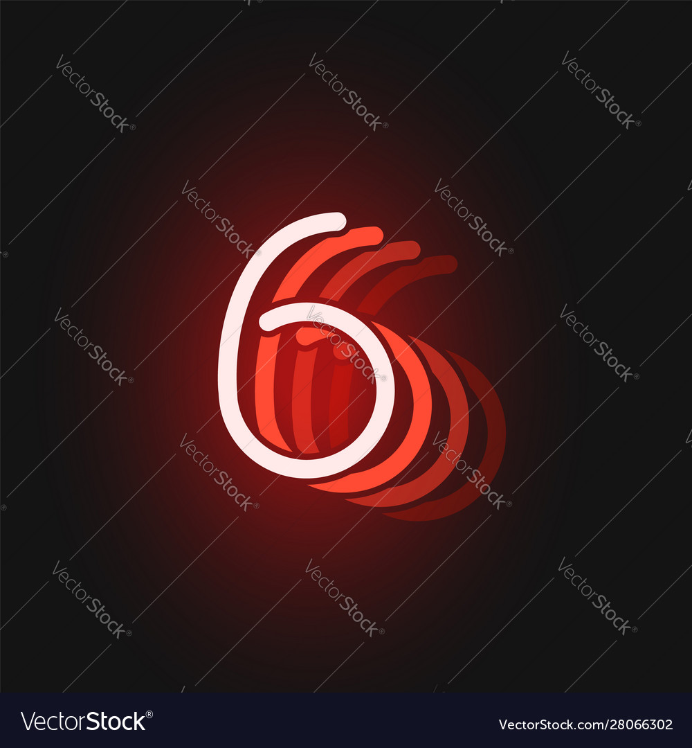 Red neon character font on black background