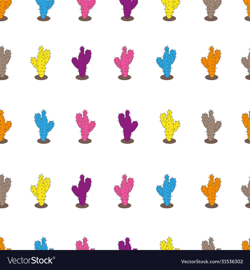 Seamless pattern cactus different color