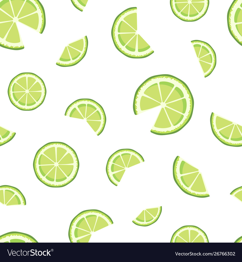 Seamless pattern with lime slices isolated
