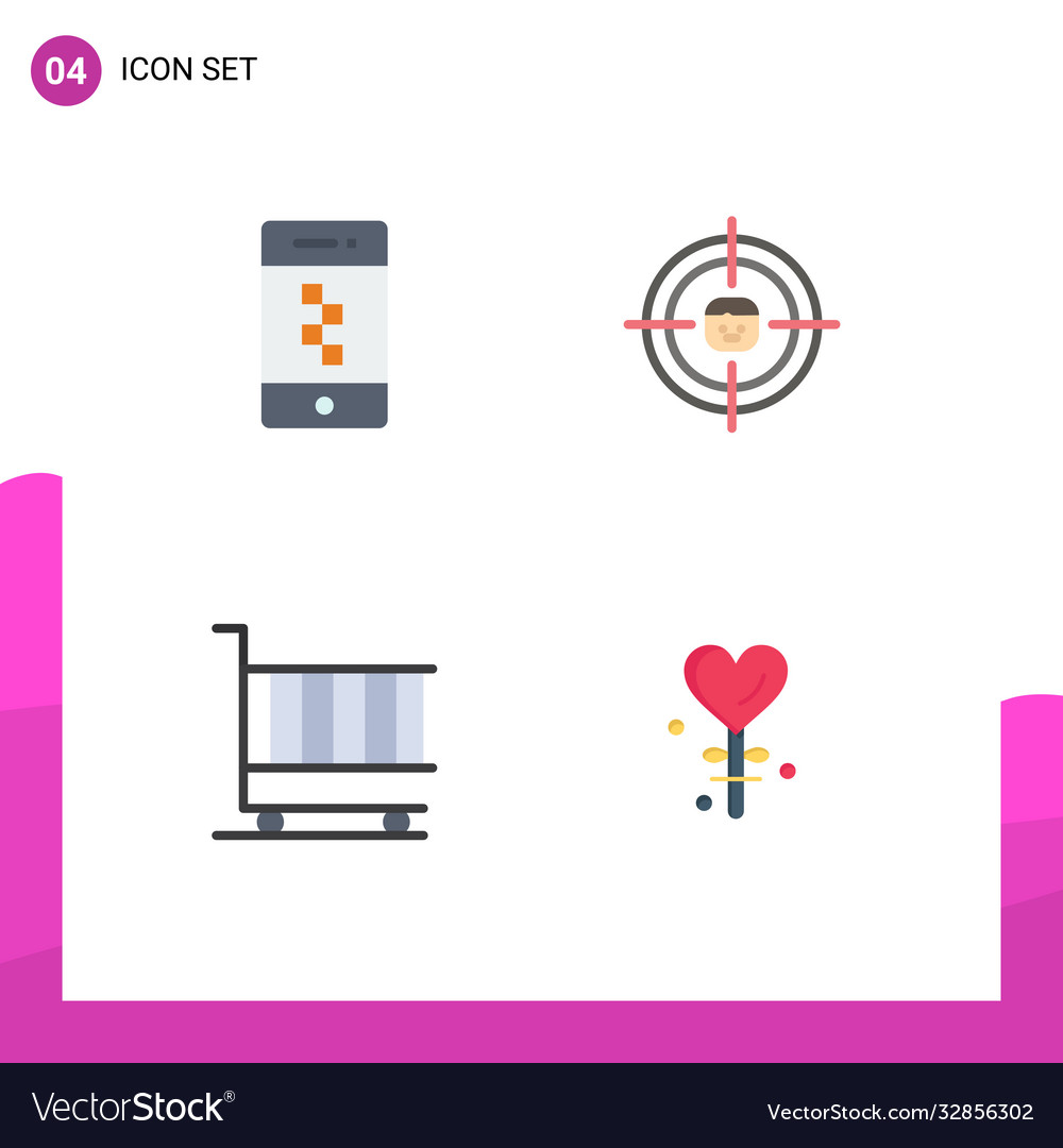 Set 4 flat icons on grid for application