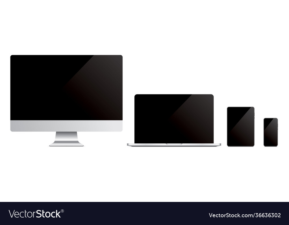 Download Set Modern Technology Device Mockups Royalty Free Vector