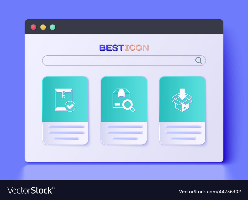 Set search package envelope and check mark Vector Image Set search package envelope and check mark