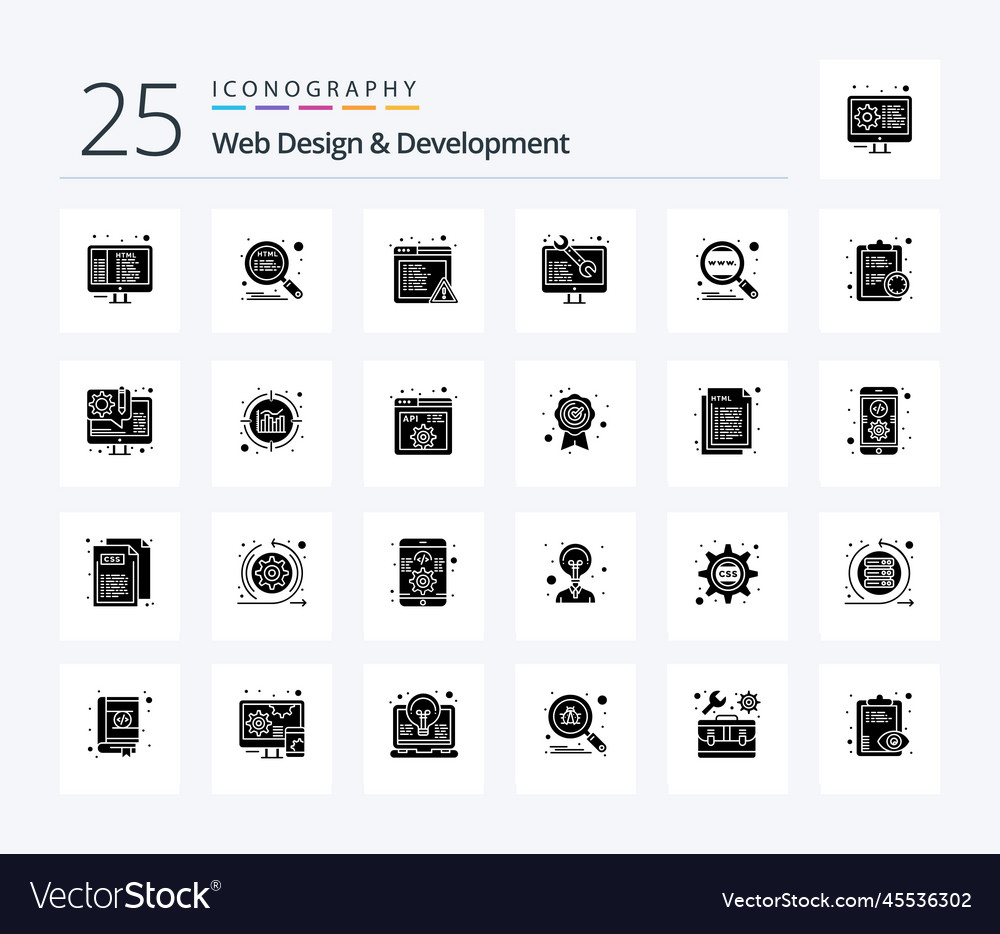 Web design and development 25 solid glyph icon
