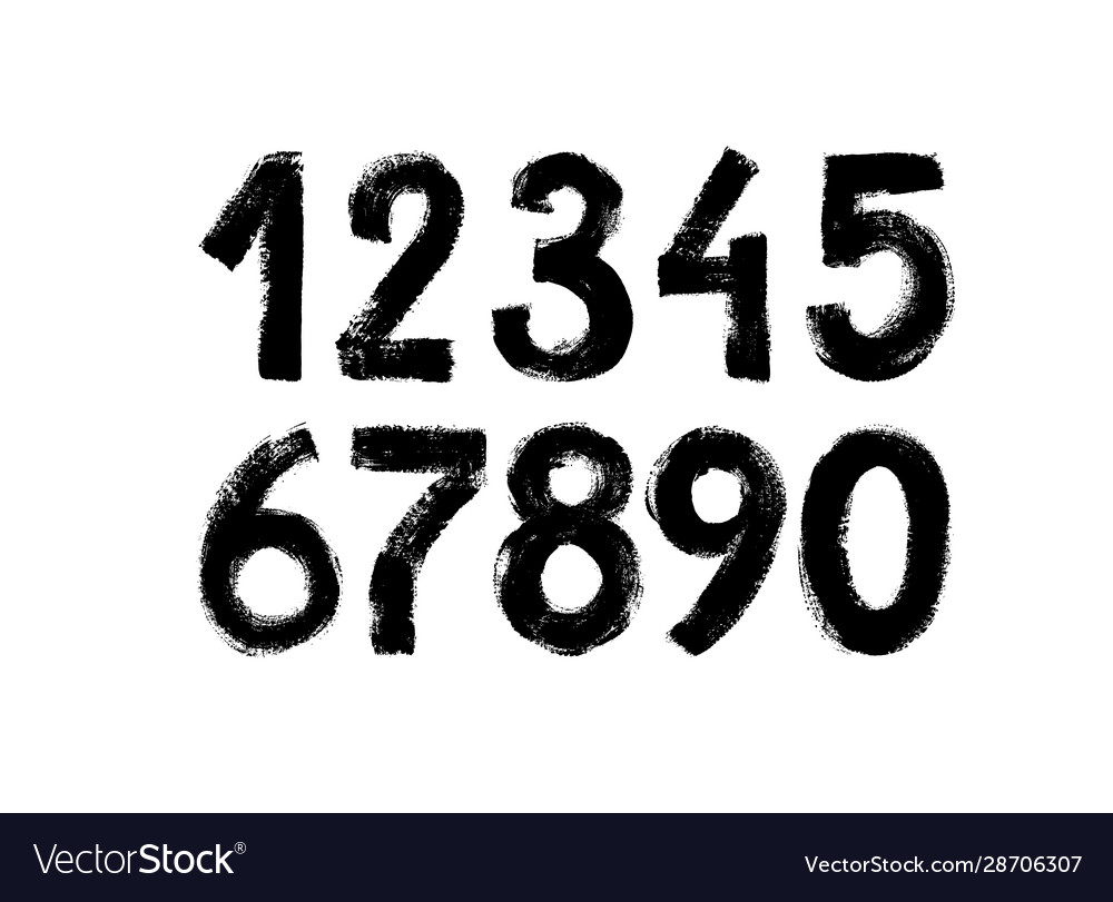 Black grunge numbers collection Royalty Free Vector Image