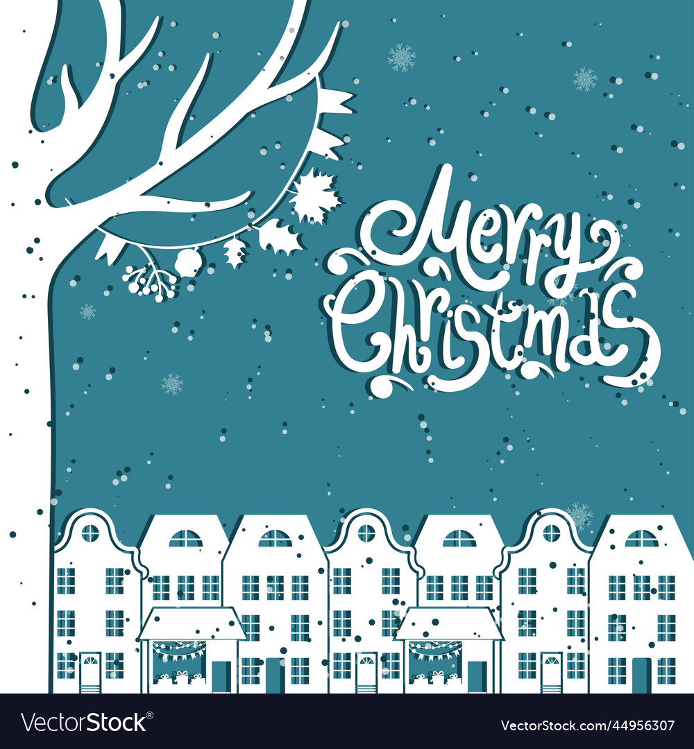 Cartoon and text for holiday theme on winter