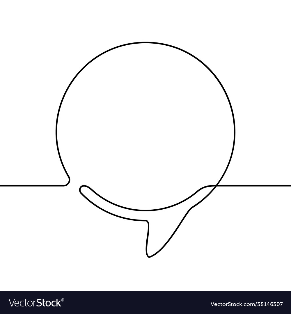 Continuous line drawing round speech bubble vector image Continuous line drawing round speech bubble