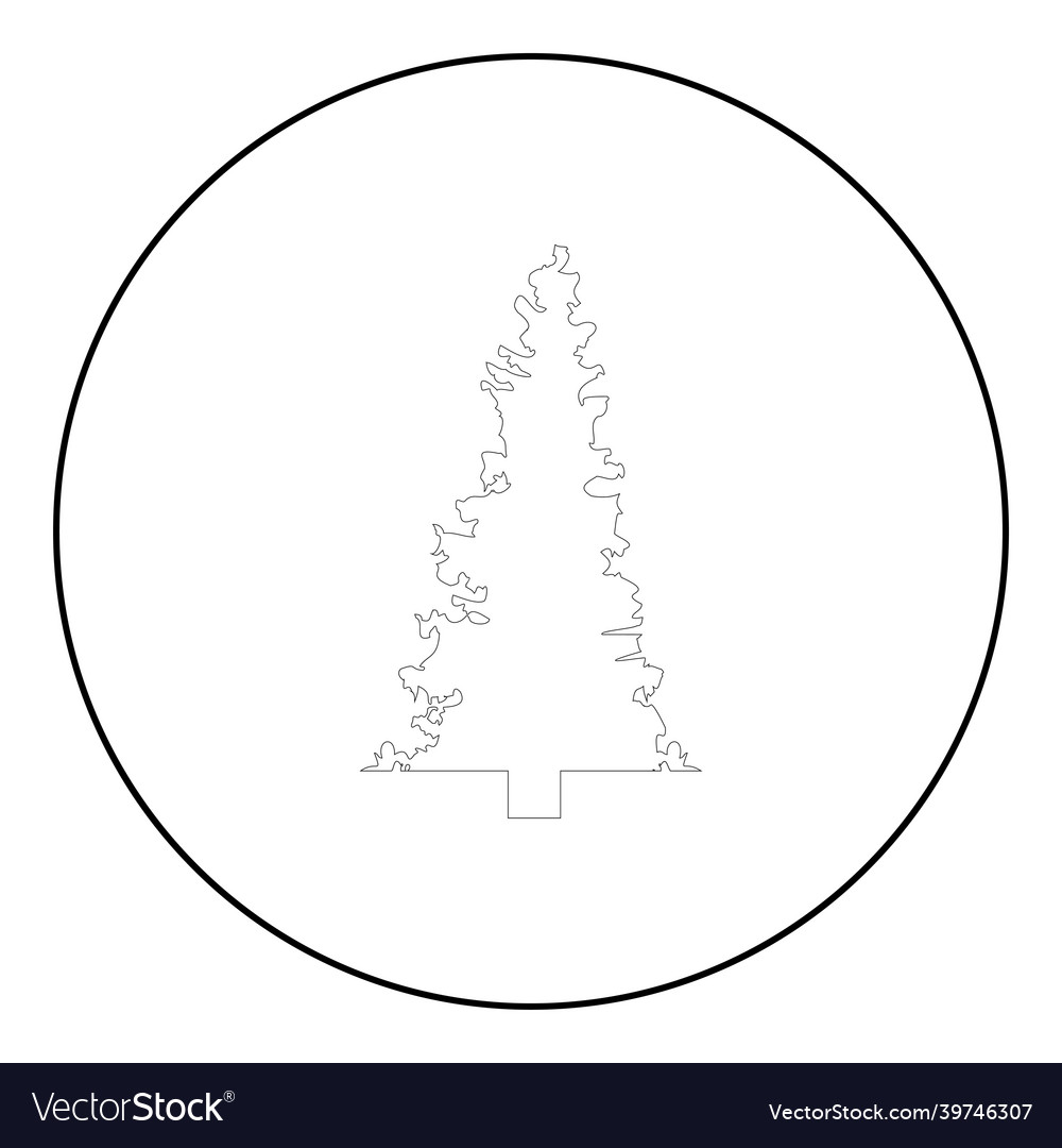 Fir spruce icon in circle round black color solid