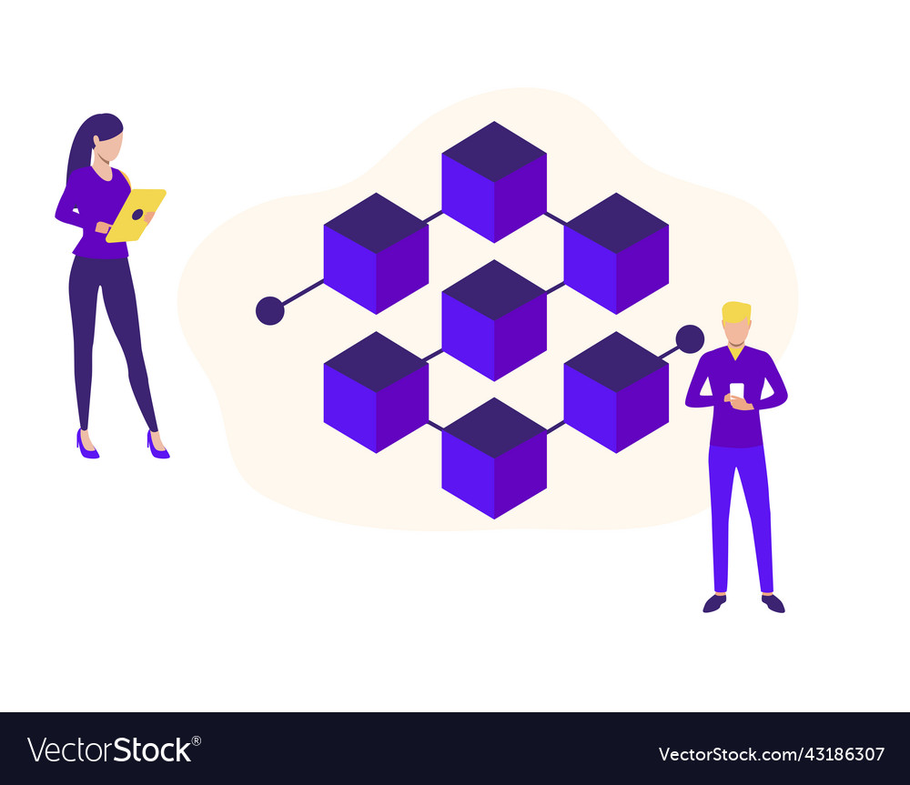 Flat design concept blockchain and cryptocurrency