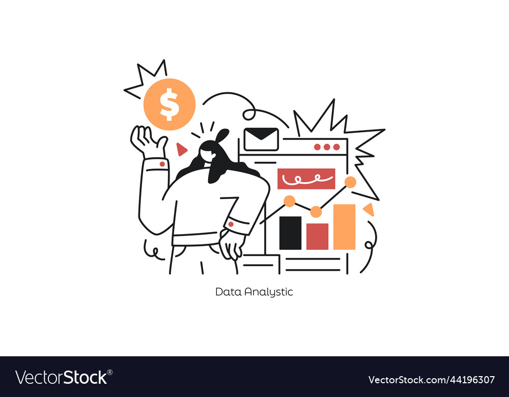 Flat design statistical and data analysis vector image Flat design statistical and data analysis