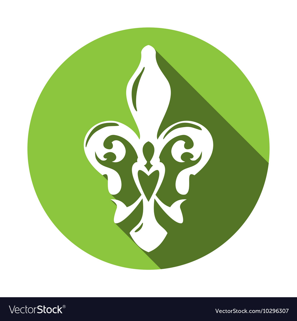 Fleur de lis symbol with long shadow white lily