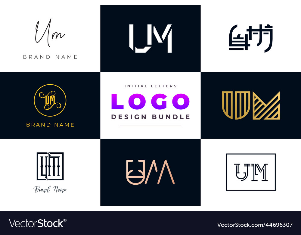 Initial letters um logo design bundle