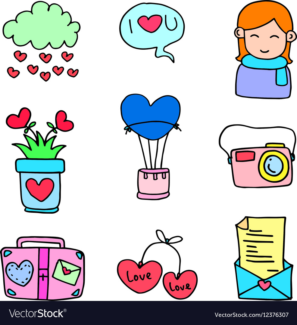 Love romance doodles Royalty Free Vector Image