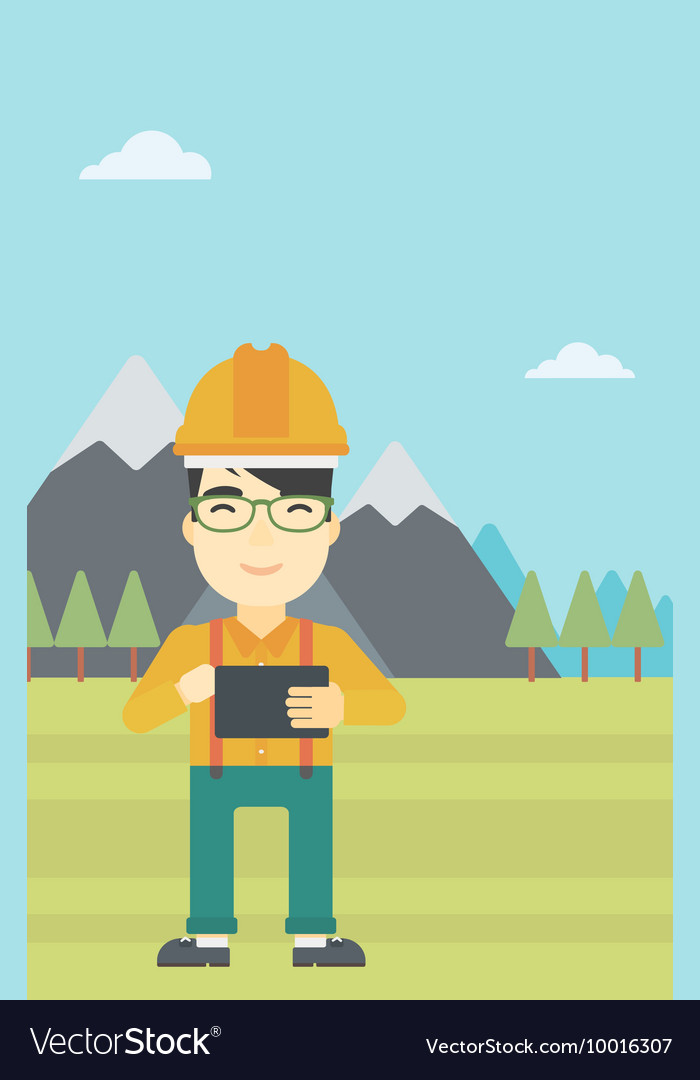 Man holding tablet computer