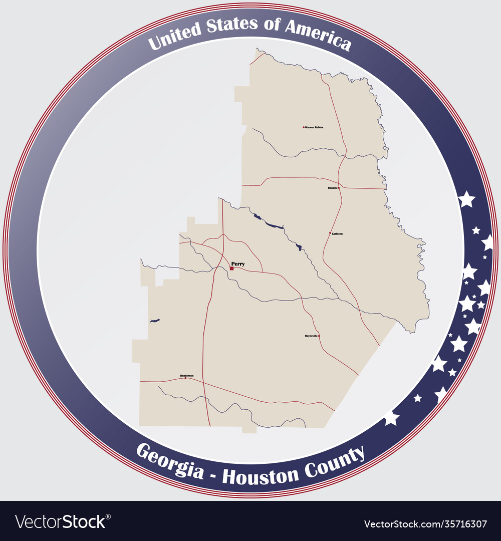 Houston County Ga Map Map Houston County In Georgia Royalty Free Vector Image