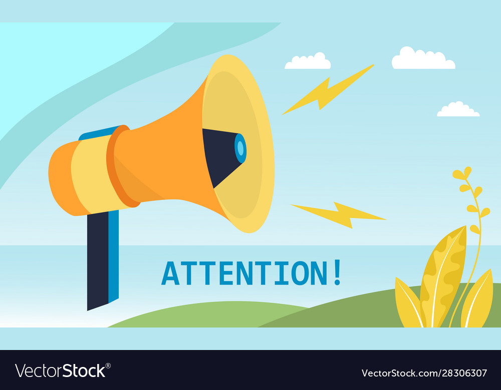 Megaphone with attention speech bubble