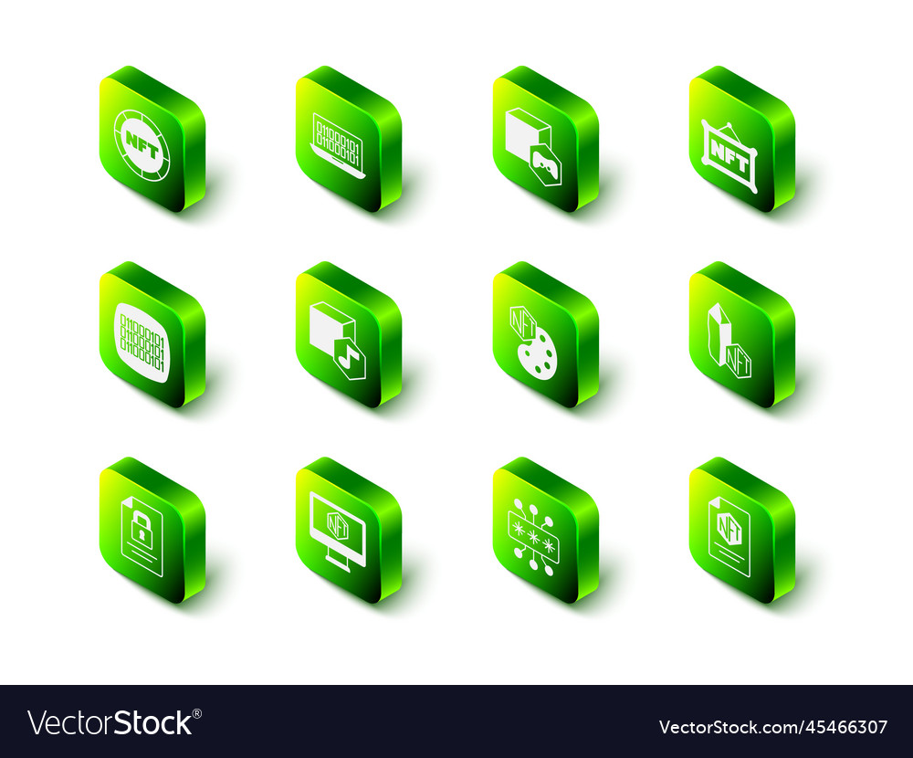 Set binary code nft digital crypto art contract vector image Set binary code nft digital crypto art contract
