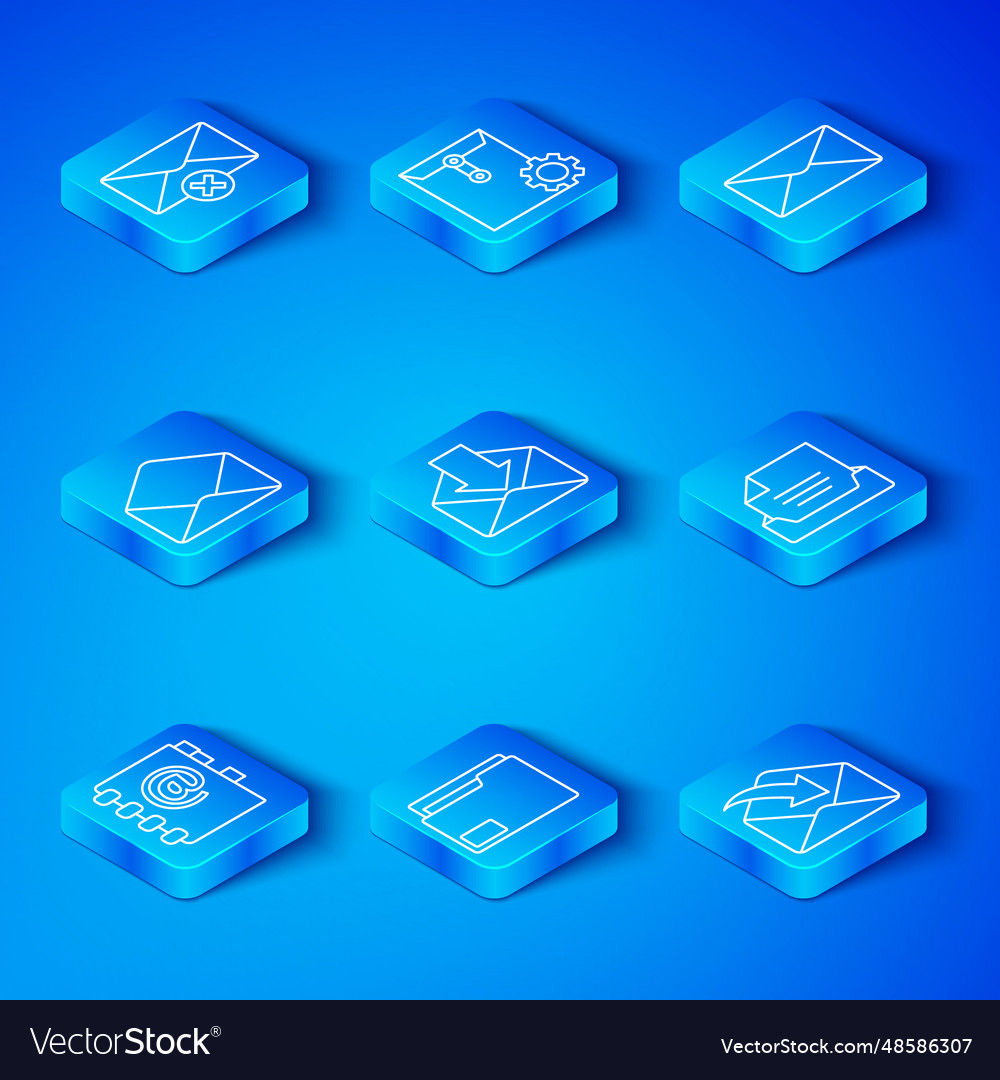 Set line address book envelope document folder vector image Set line address book envelope document folder