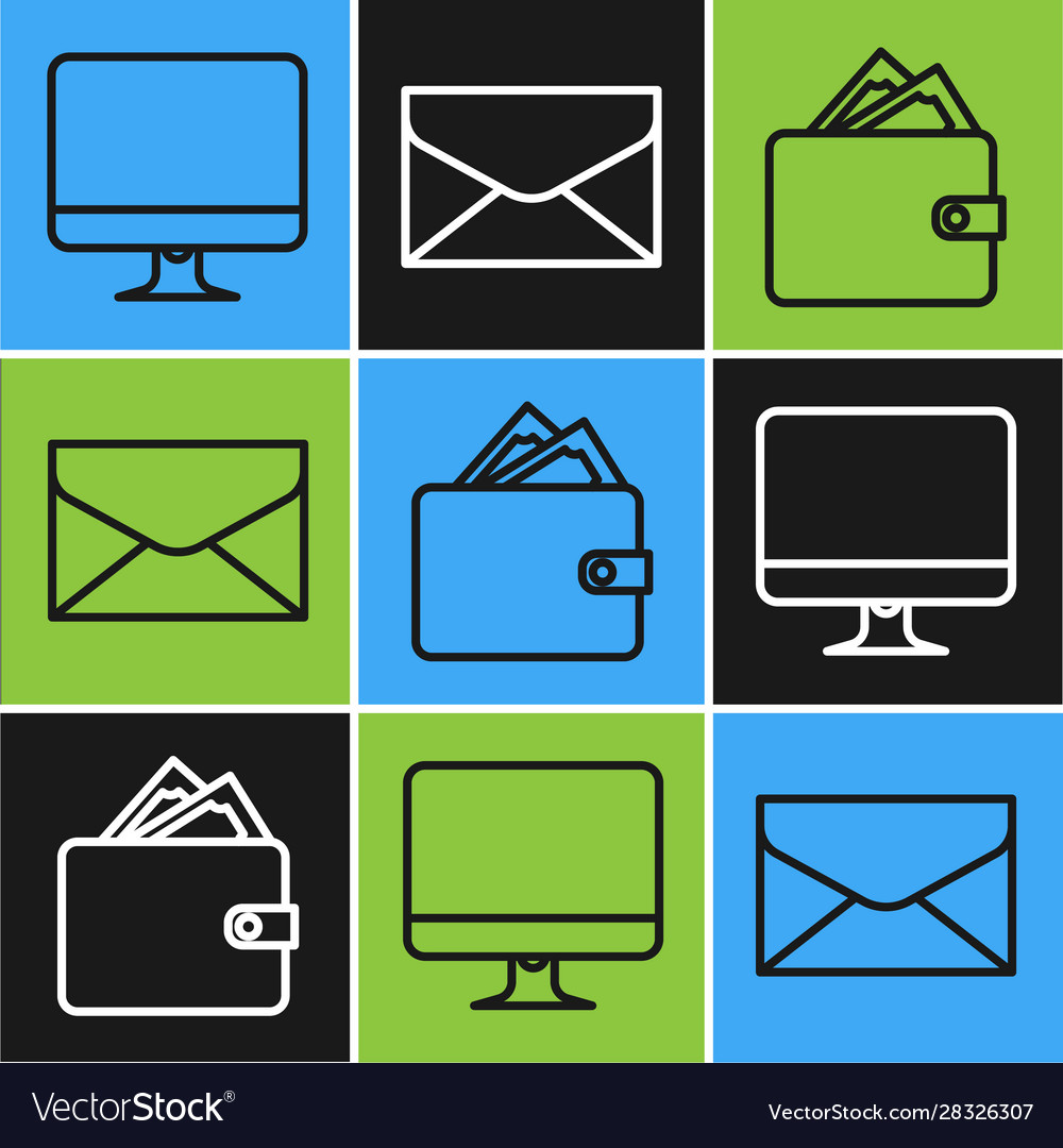 Set line computer monitor screen wallet