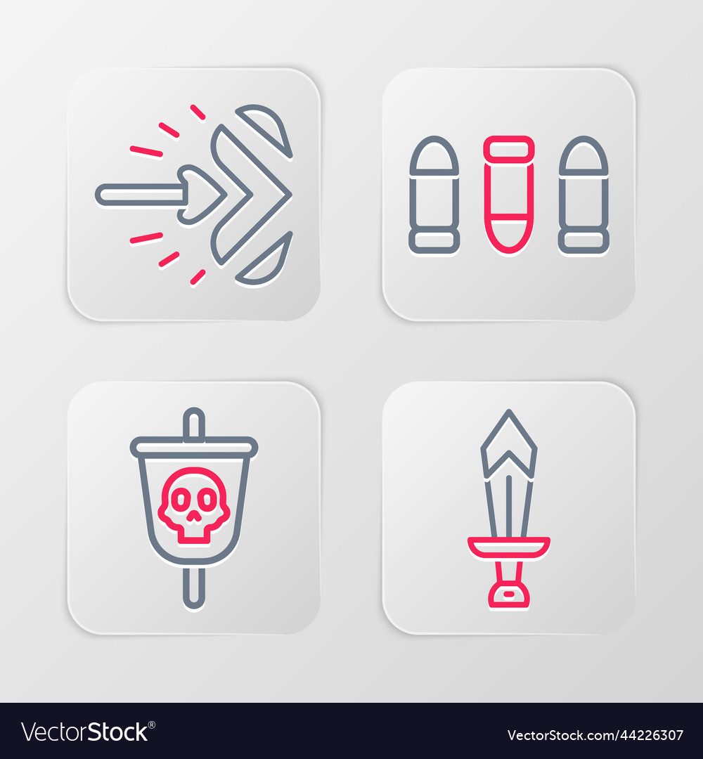 Set line sword for game pirate flag bullet vector image Set line sword for game pirate flag bullet