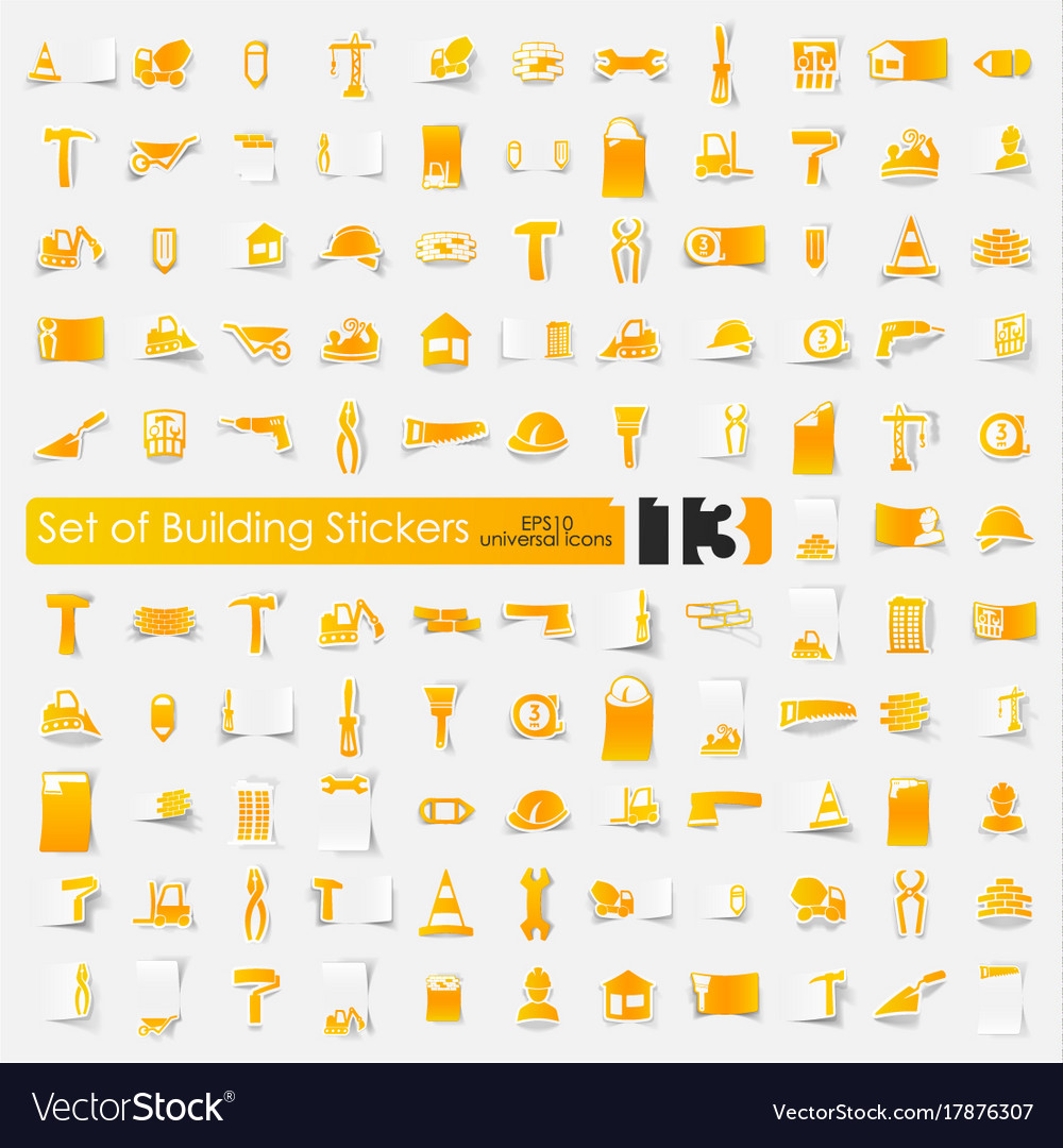 Set of building stickers Royalty Free Vector Image