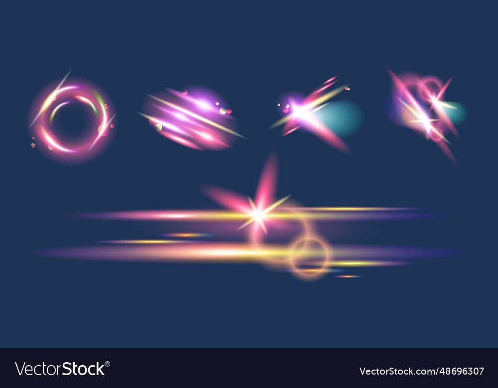Set of transparent colorful lights crystals vector image Set of transparent colorful lights crystals