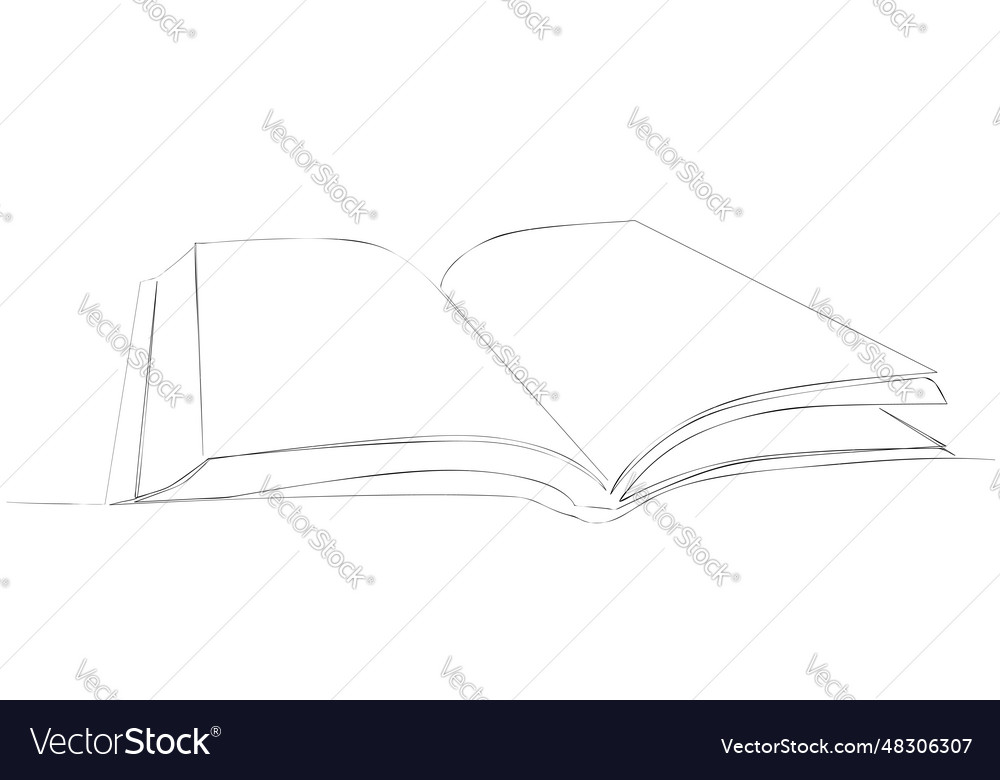 Simple sketch open book single one line art