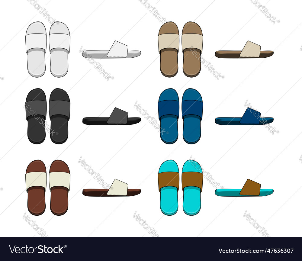 Slippers sandals template set Royalty Free Vector Image Slippers sandals template set Royalty Free Vector Image
