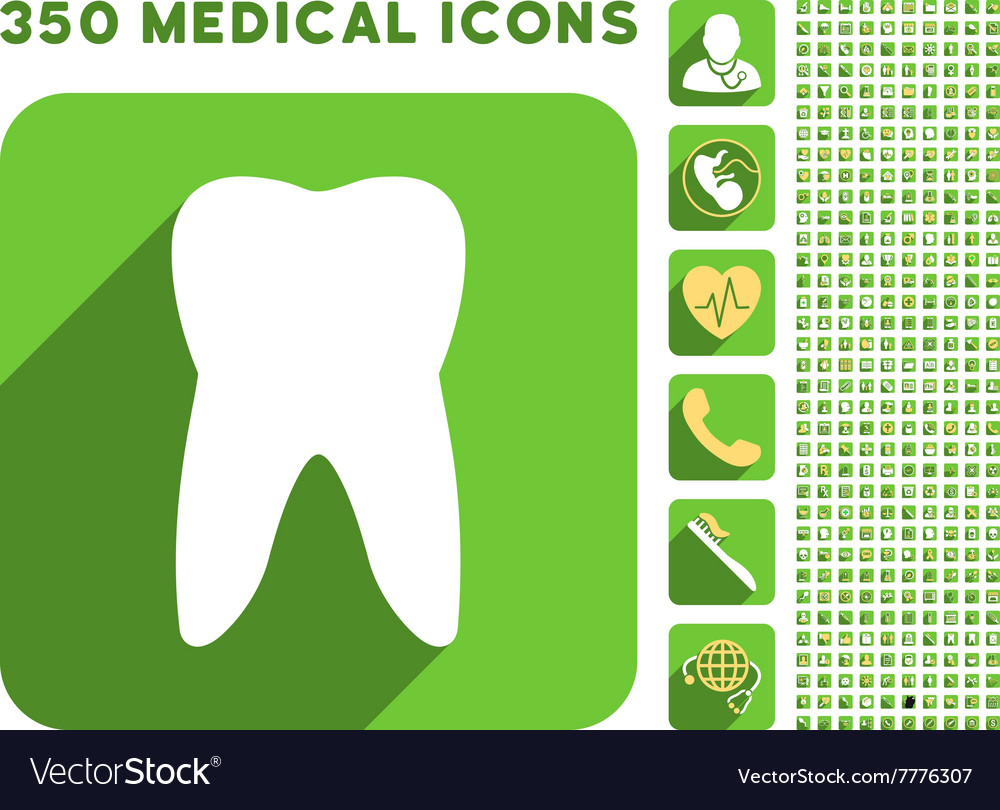 Tooth icon and medical longshadow set