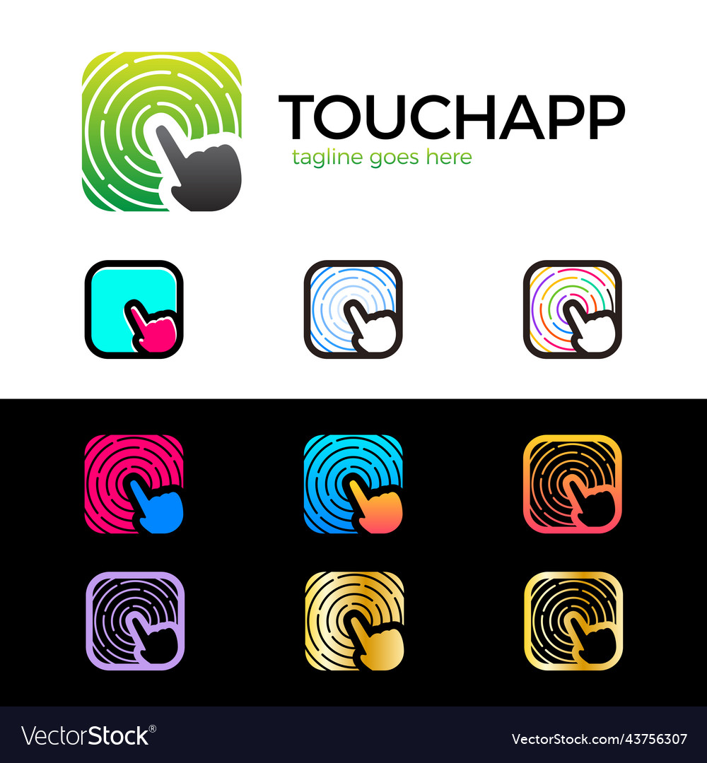 Touch Fingerprint App Logo Kreis Uhr bunt vector image Touch Fingerprint App Logo Kreis Uhr bunt