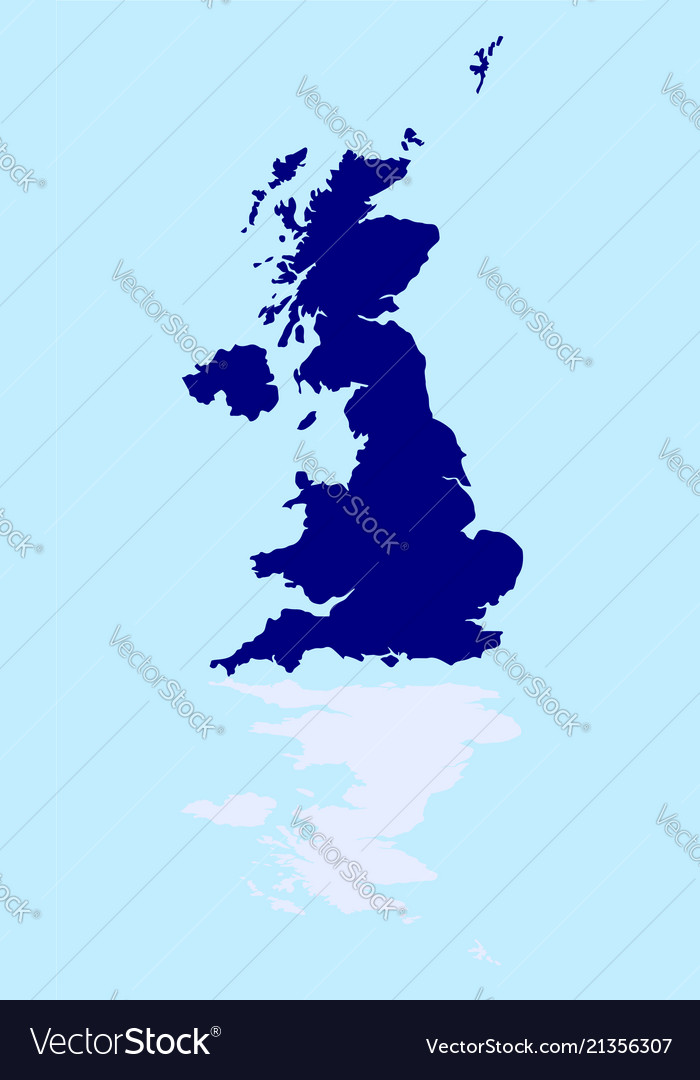 Uk and northern ireland silhouette reflection Vector Image