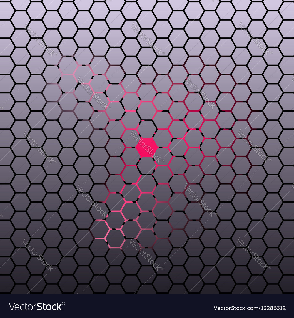 Abstract hexagonal tile dark background with pink