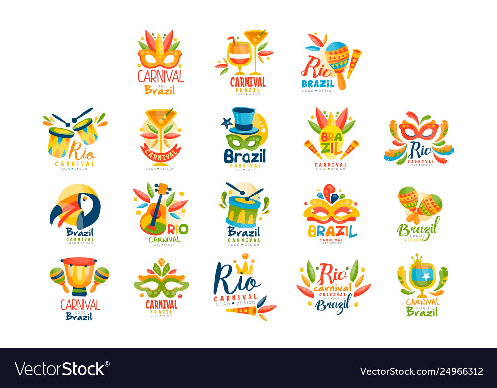 Brasilianisches Faschings-Logo Set - Vibrant & Festive