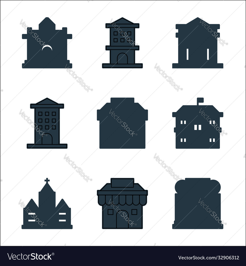 Building line icons linear set quality