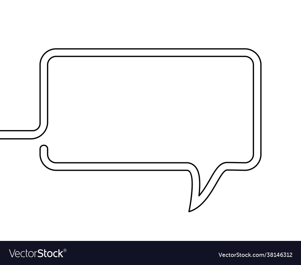 Continuous line drawing rectangular speech vector image Continuous line drawing rectangular speech