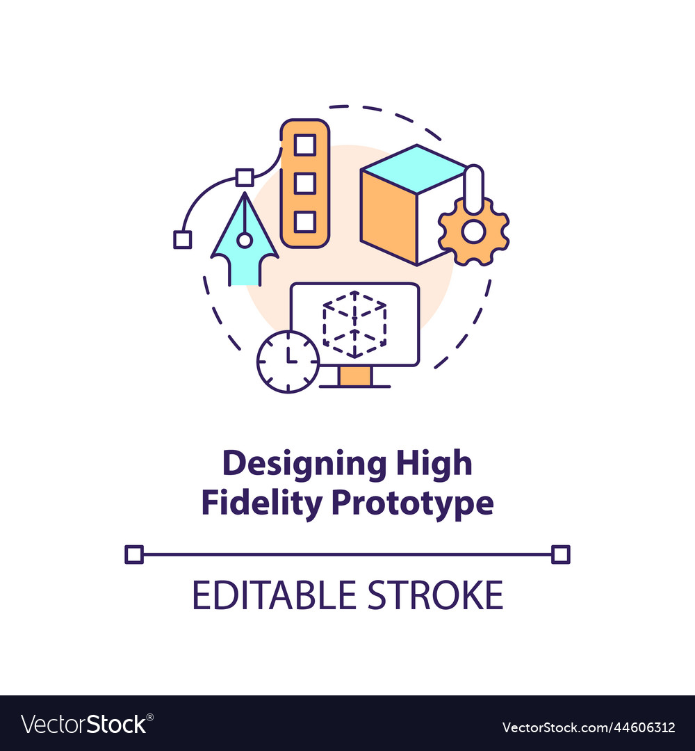 Designing high fidelity prototype concept icon vector image Designing high fidelity prototype concept icon