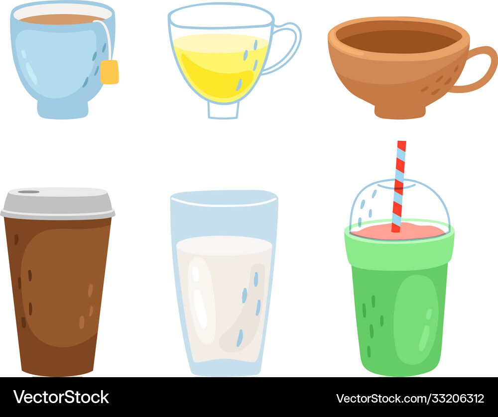 Different cups set Royalty Free Vector Image - VectorStock