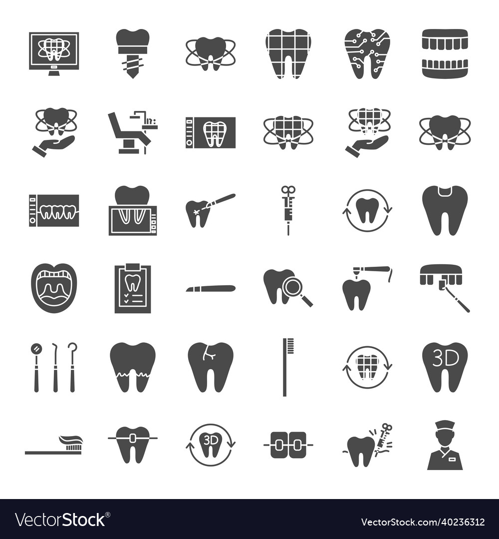 Digital dentistry solid web icons