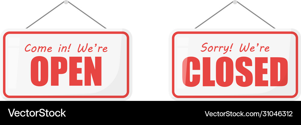 Door signs open and closed in flat Royalty Free Vector Image