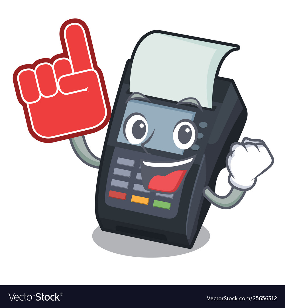 Foam finger edc machine on character cardboard Vector Image Foam finger edc machine on character cardboard