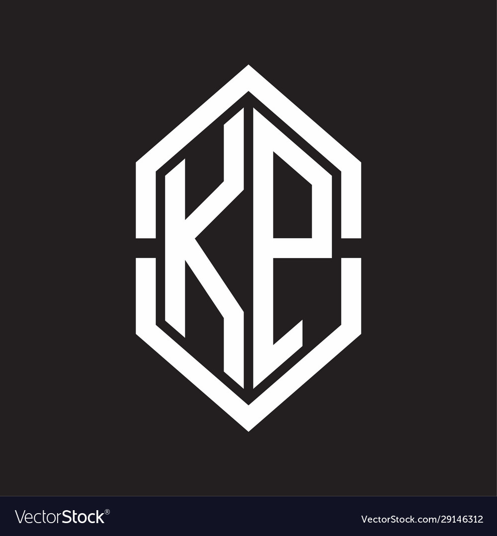 Kp logo monogram with hexagon shape and outline