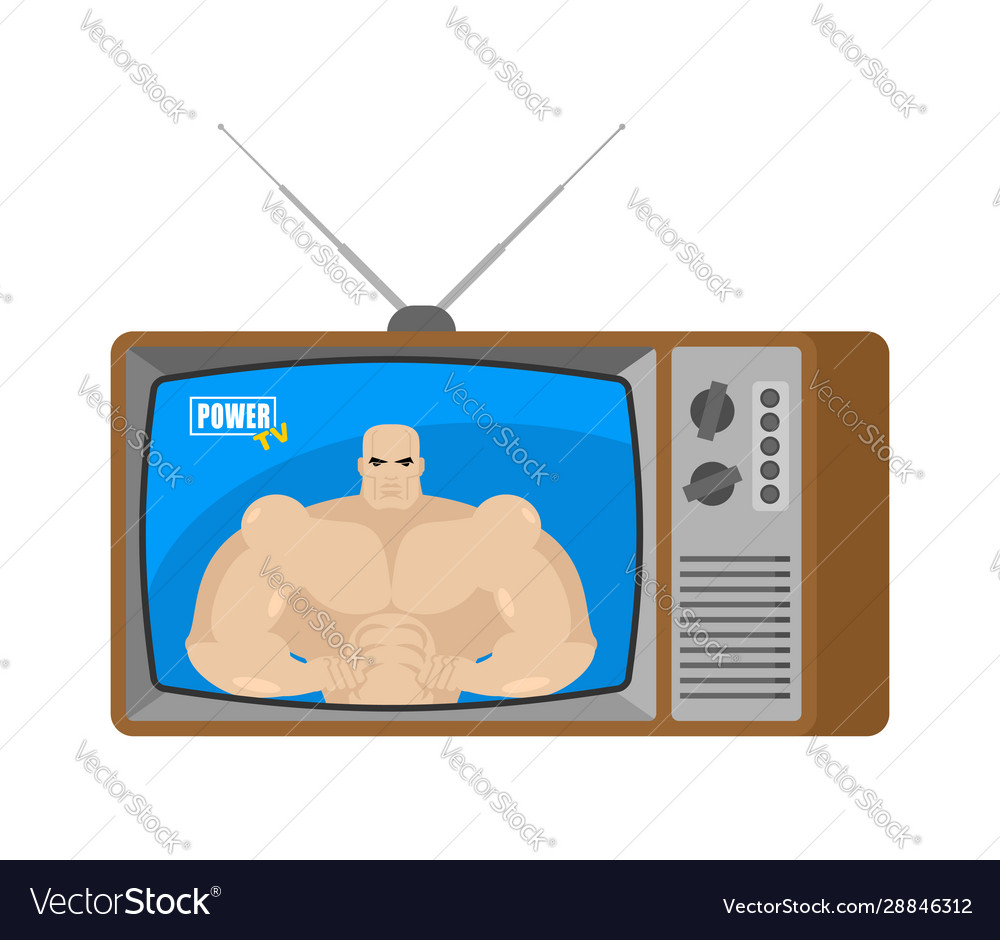 Power tv old television bodybuilder broadcasting