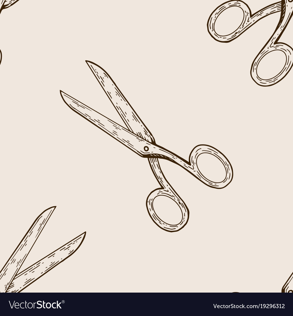 Scissors seamless pattern engraving