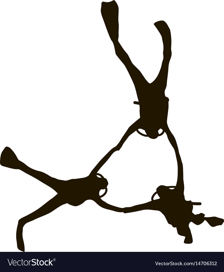 Scuba diver silhouettes diving