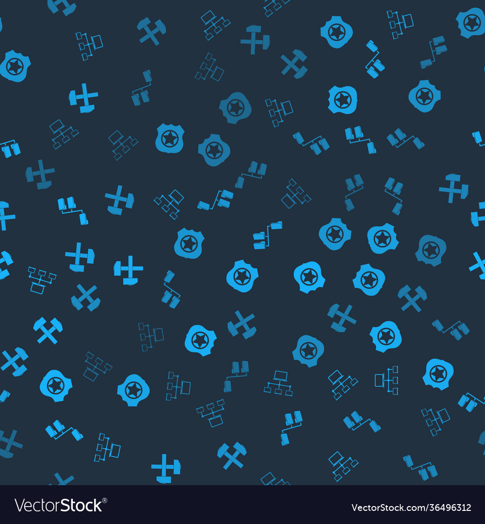 Set computer network police badge folder tree