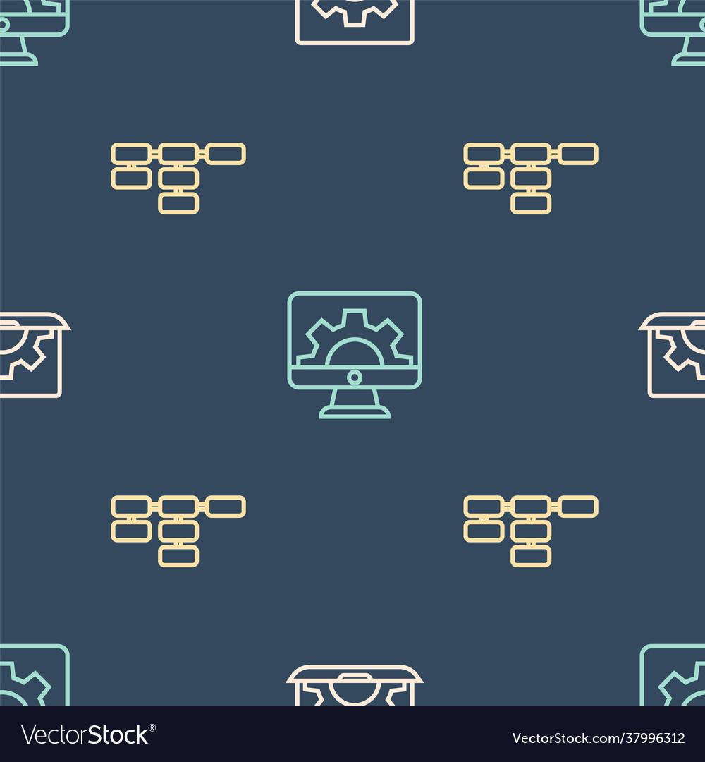 Set line web development site map and on seamless vector image Set line web development site map and on seamless