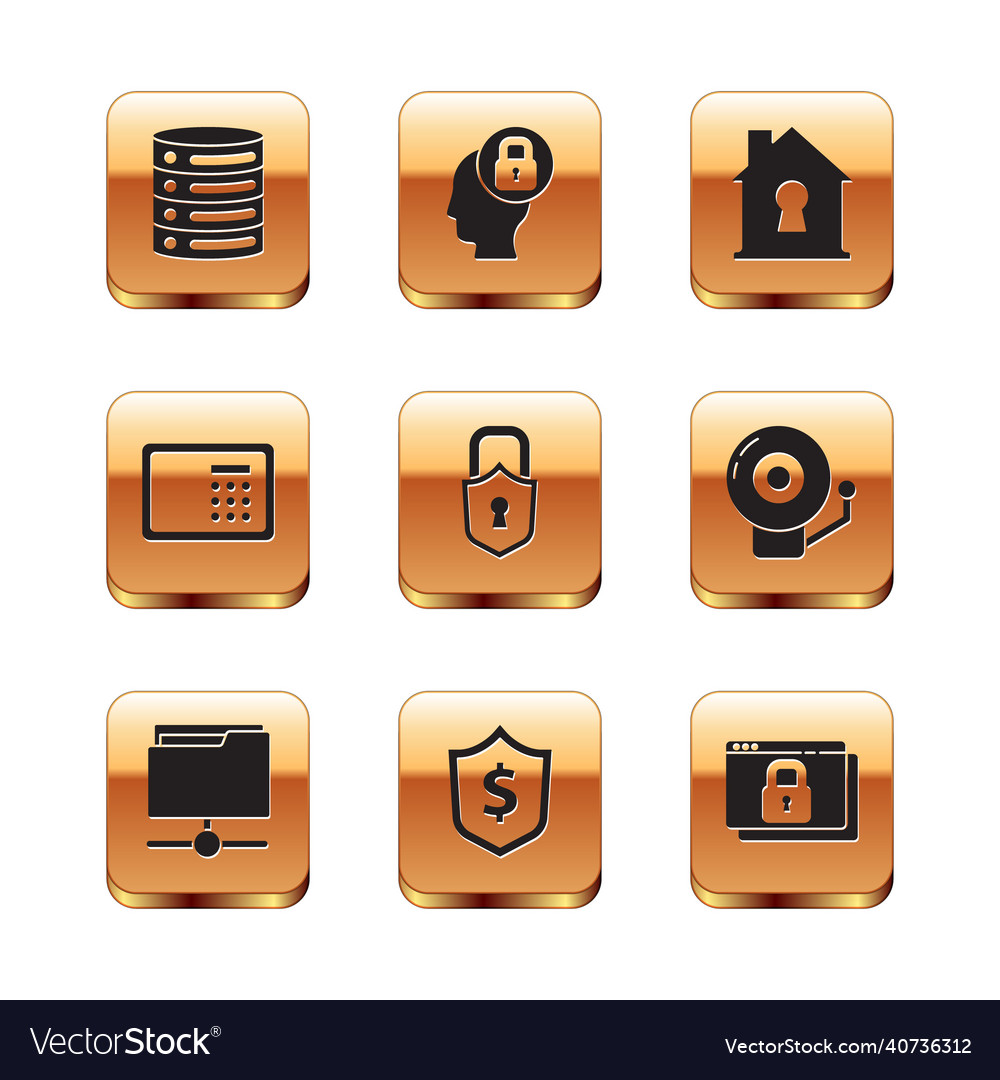 Set server data web hosting ftp folder shield vector image Set server data web hosting ftp folder shield