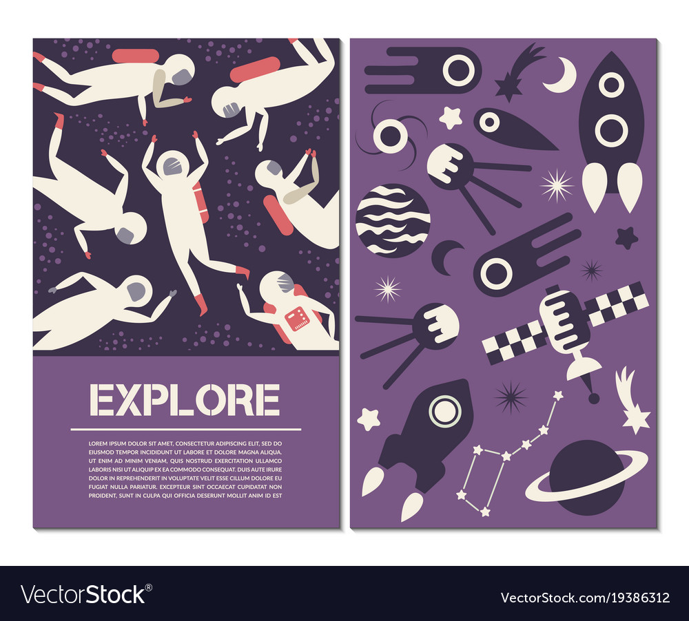 Space banners objects symbols and design