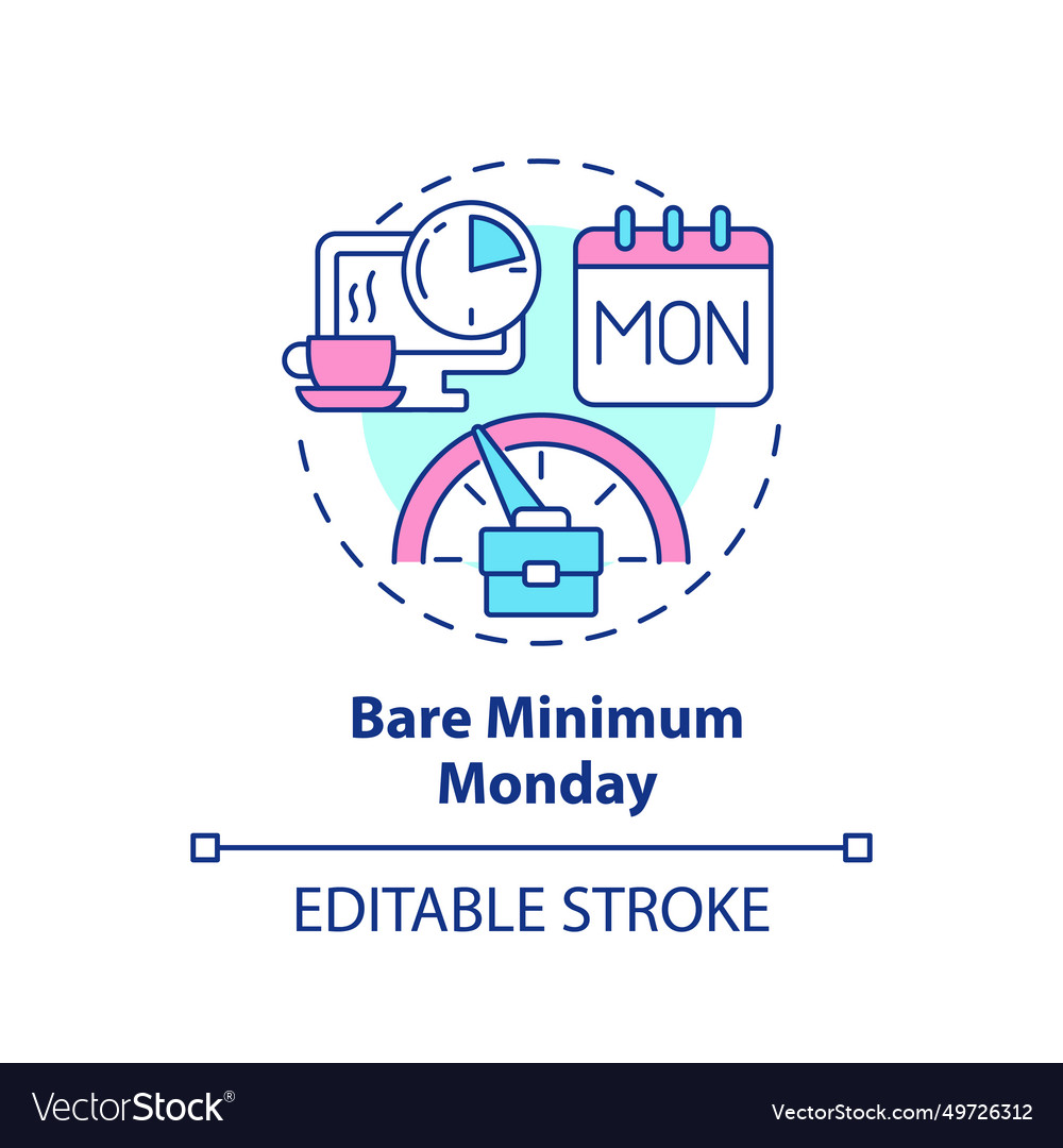 Thin line simple colorful bare minimum monday vector image Thin line simple colorful bare minimum monday